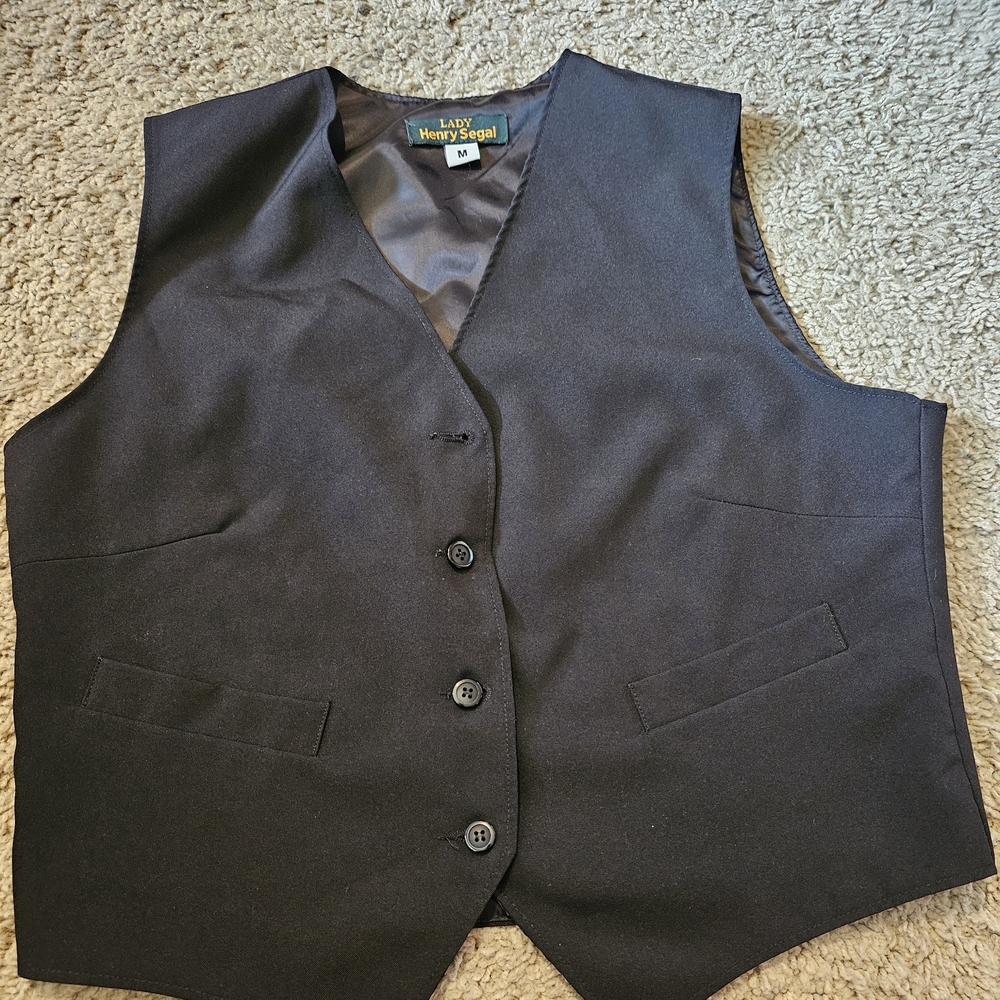 Black Women's Button-Front Vest
